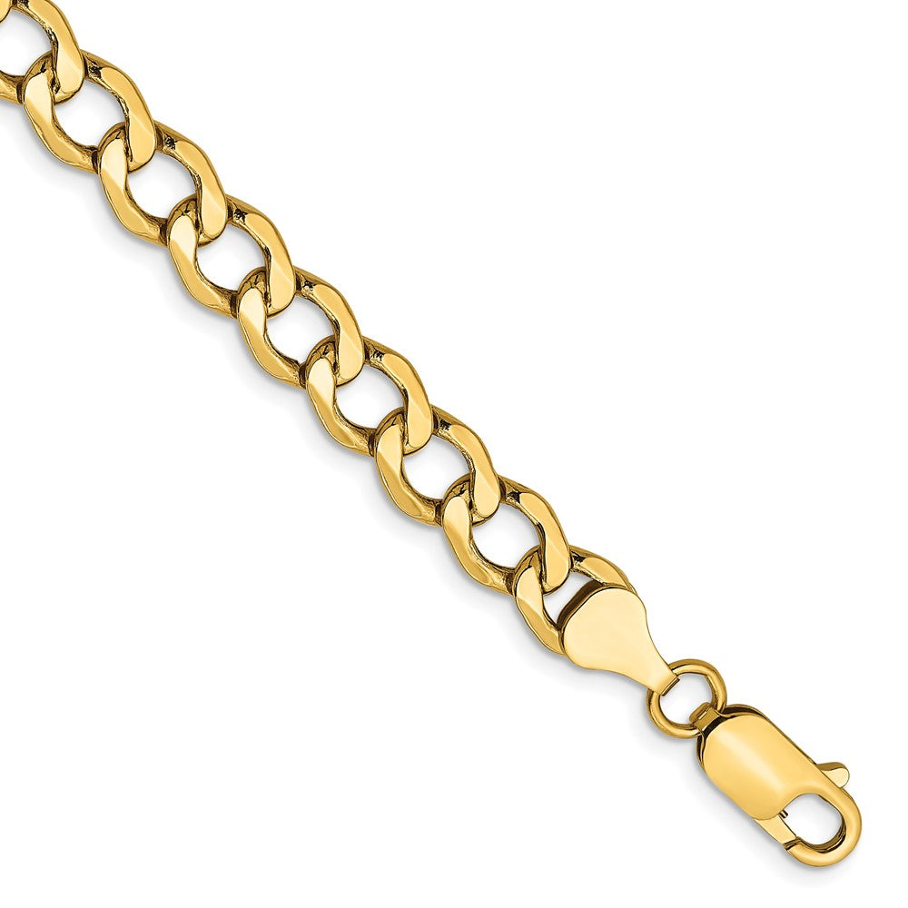 14K Gelbgold 6.5mm Halbmassiv Panzer Gliederarmband