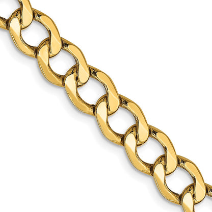14K Gelbgold 6.5mm Halbmassiv Panzer Halskette