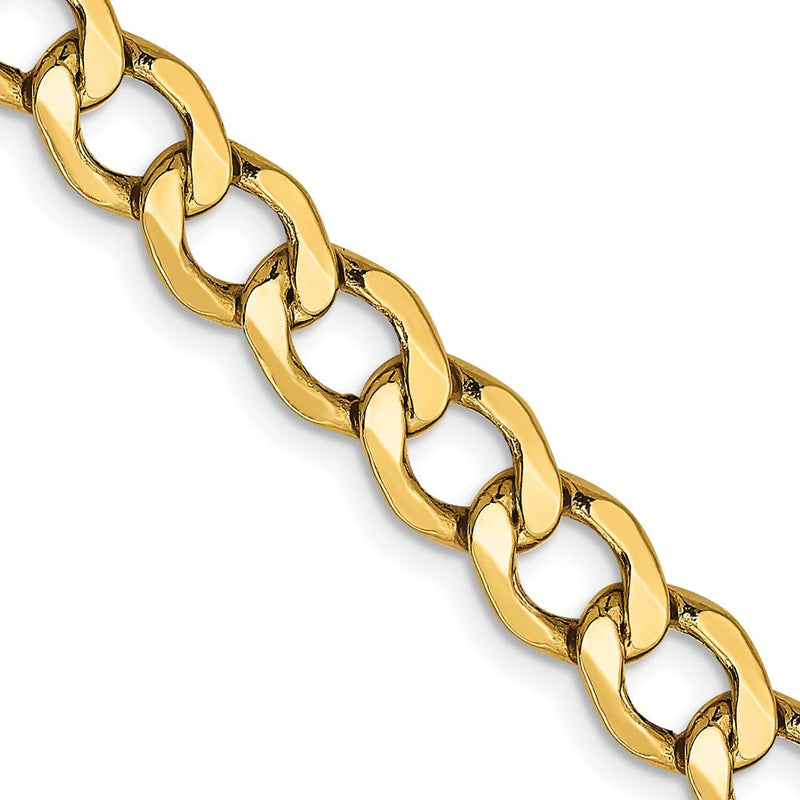 14K Gelbgold 6.5mm Halbmassiv Panzer Halskette