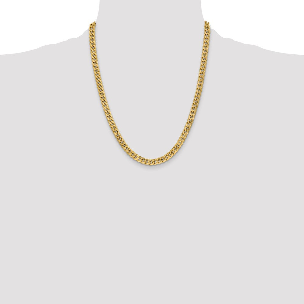 14K Gelbgold 6mm Halbmassiv Miami Kubanisch Halskette