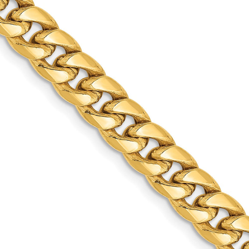 14K Gelbgold 6mm Halbmassiv Miami Kubanisch Halskette
