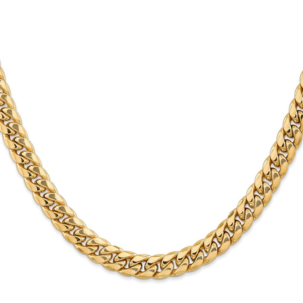 14K Gelbgold 7.3mm Halbmassiv Miami Kubanisch Halskette
