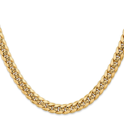 14K Gelbgold 7.3mm Halbmassiv Miami Kubanisch Halskette