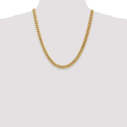 14K Gelbgold 7.3mm Halbmassiv Miami Kubanisch Halskette