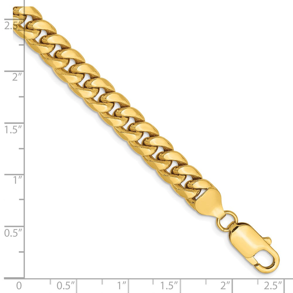 14K Gelbgold 7.3mm Halbmassiv Miami Kubanisch Gliederarmband