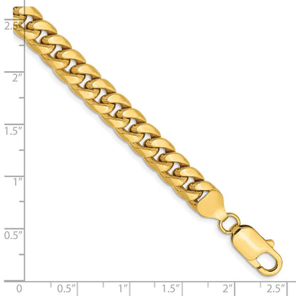 14K Gelbgold 7.3mm Halbmassiv Miami Kubanisch Gliederarmband
