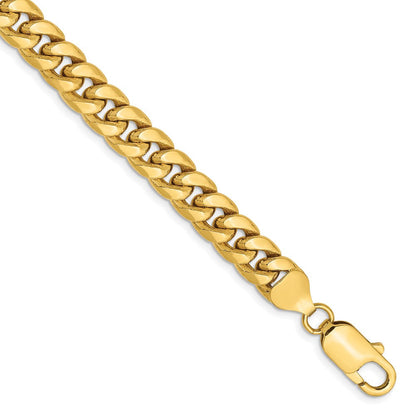 14K Gelbgold 7.3mm Halbmassiv Miami Kubanisch Gliederarmband