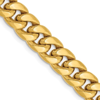 14K Gelbgold 7.3mm Halbmassiv Miami Kubanisch Halskette