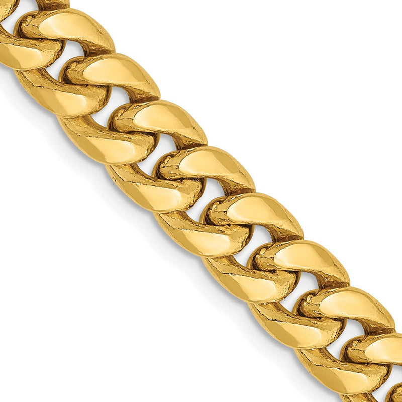 14K Gelbgold 7.3mm Halbmassiv Miami Kubanisch Halskette