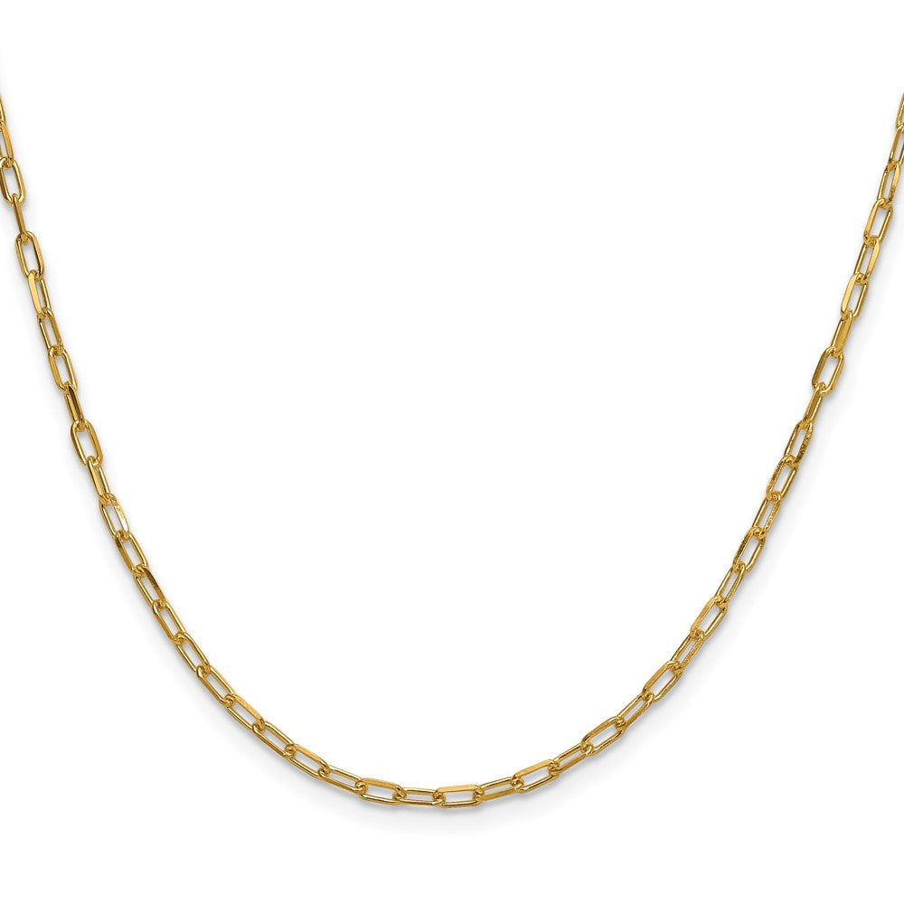 14K Gelbgold 2.2mm Massiv Abgeschrägt Diamantiert Büroklammer Halskette