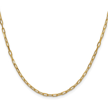 14K Gelbgold 2.2mm Massiv Abgeschrägt Diamantiert Büroklammer Halskette