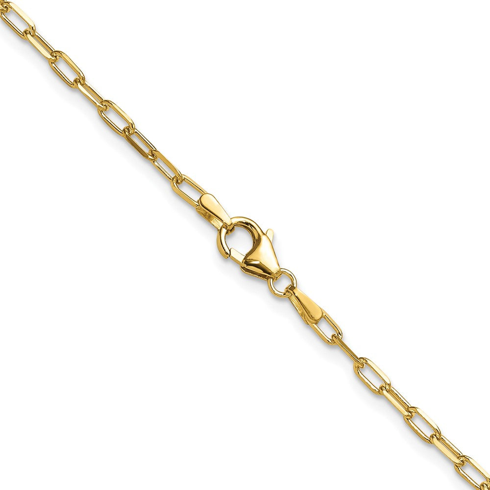 14K Gelbgold 2.2mm Massiv Abgeschrägt Diamantiert Büroklammer Halskette