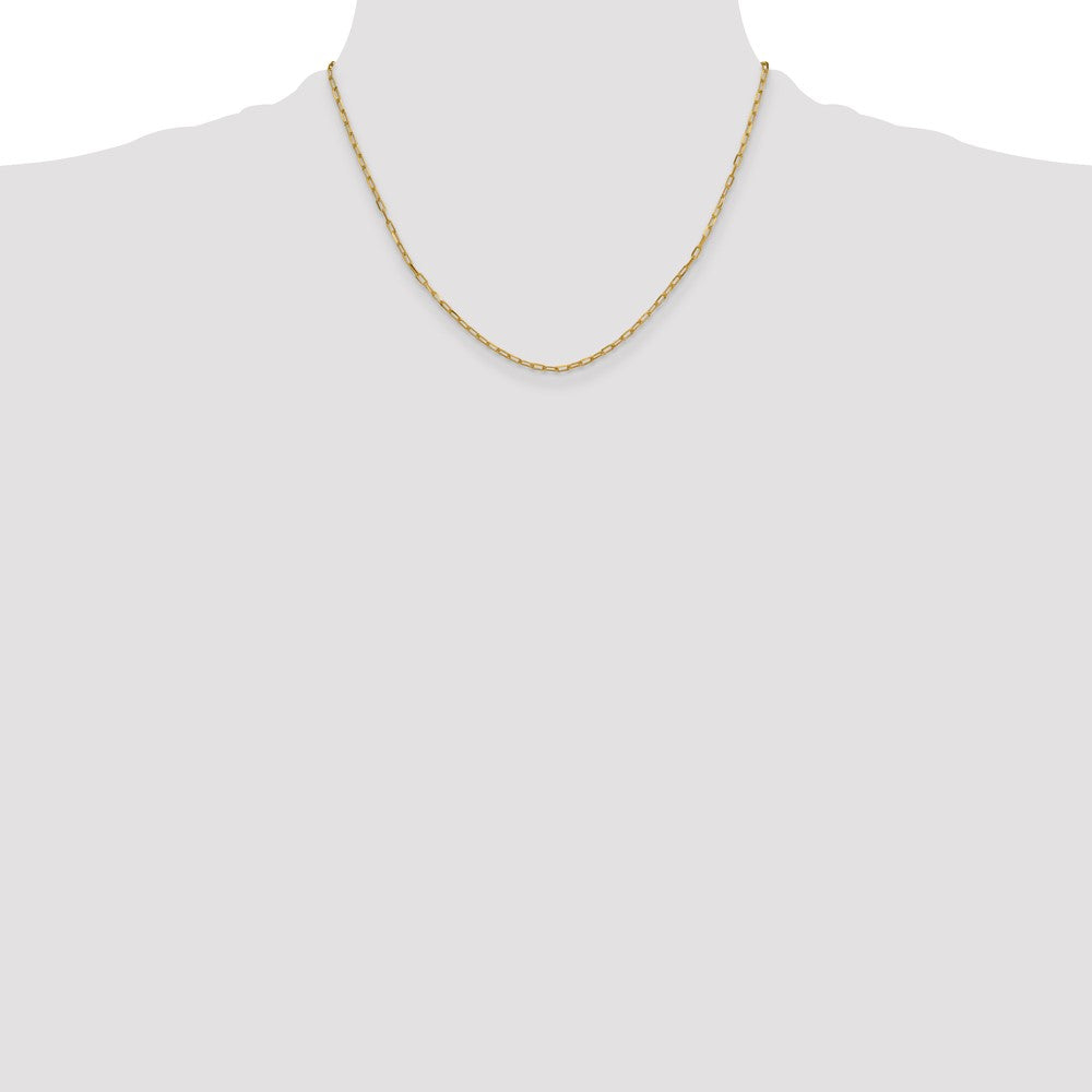 14K Gelbgold 2.2mm Massiv Abgeschrägt Diamantiert Büroklammer Halskette
