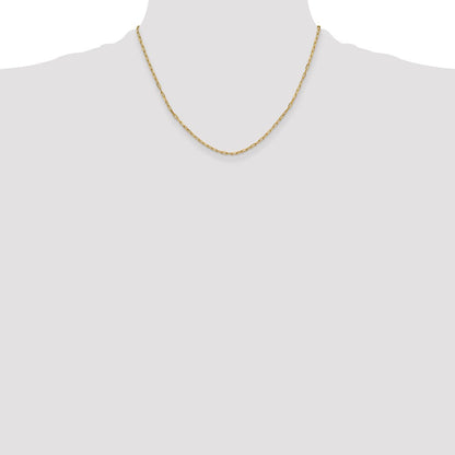 14K Gelbgold 2.2mm Massiv Abgeschrägt Diamantiert Büroklammer Halskette