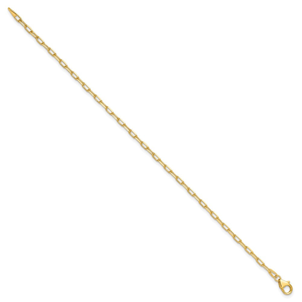 14K Gelbgold 2.2mm Massiv Abgeschrägt Diamantiert Büroklammer Gliederarmband