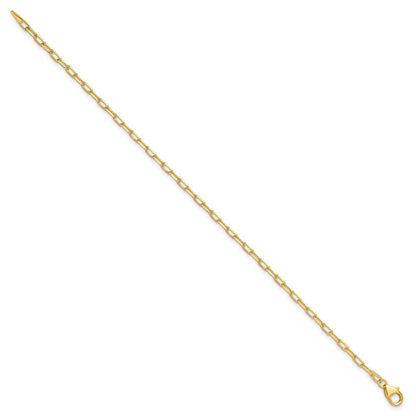 14K Gelbgold 2.2mm Massiv Abgeschrägt Diamantiert Büroklammer Gliederarmband