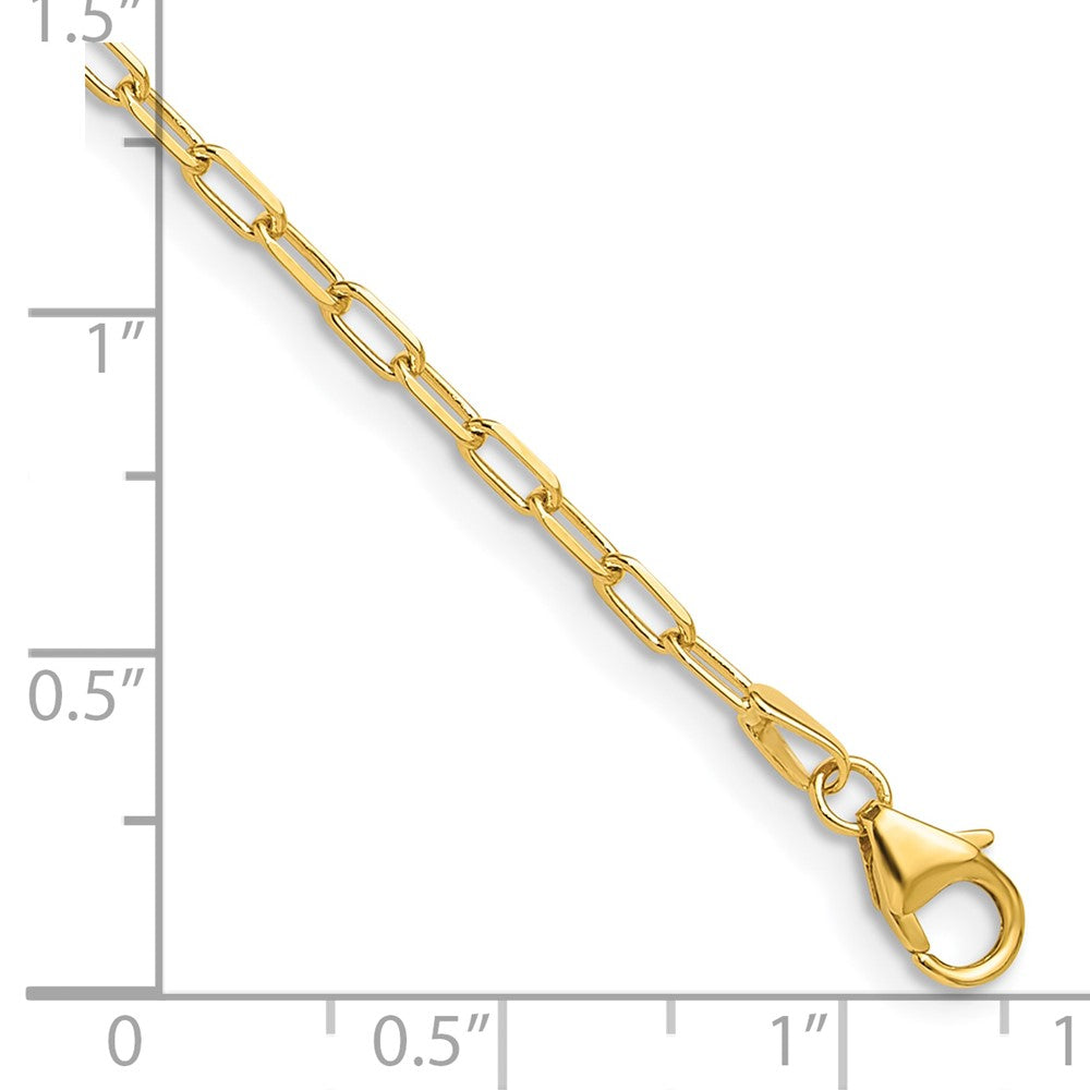 14K Gelbgold 2.2mm Massiv Abgeschrägt Diamantiert Büroklammer Gliederarmband