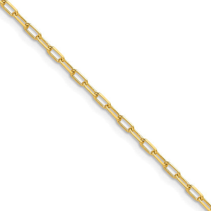 14K Gelbgold 2.2mm Massiv Abgeschrägt Diamantiert Büroklammer Halskette