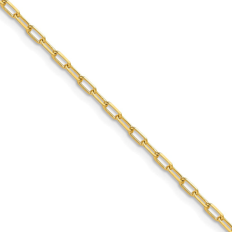 14K Gelbgold 2.2mm Massiv Abgeschrägt Diamantiert Büroklammer Halskette