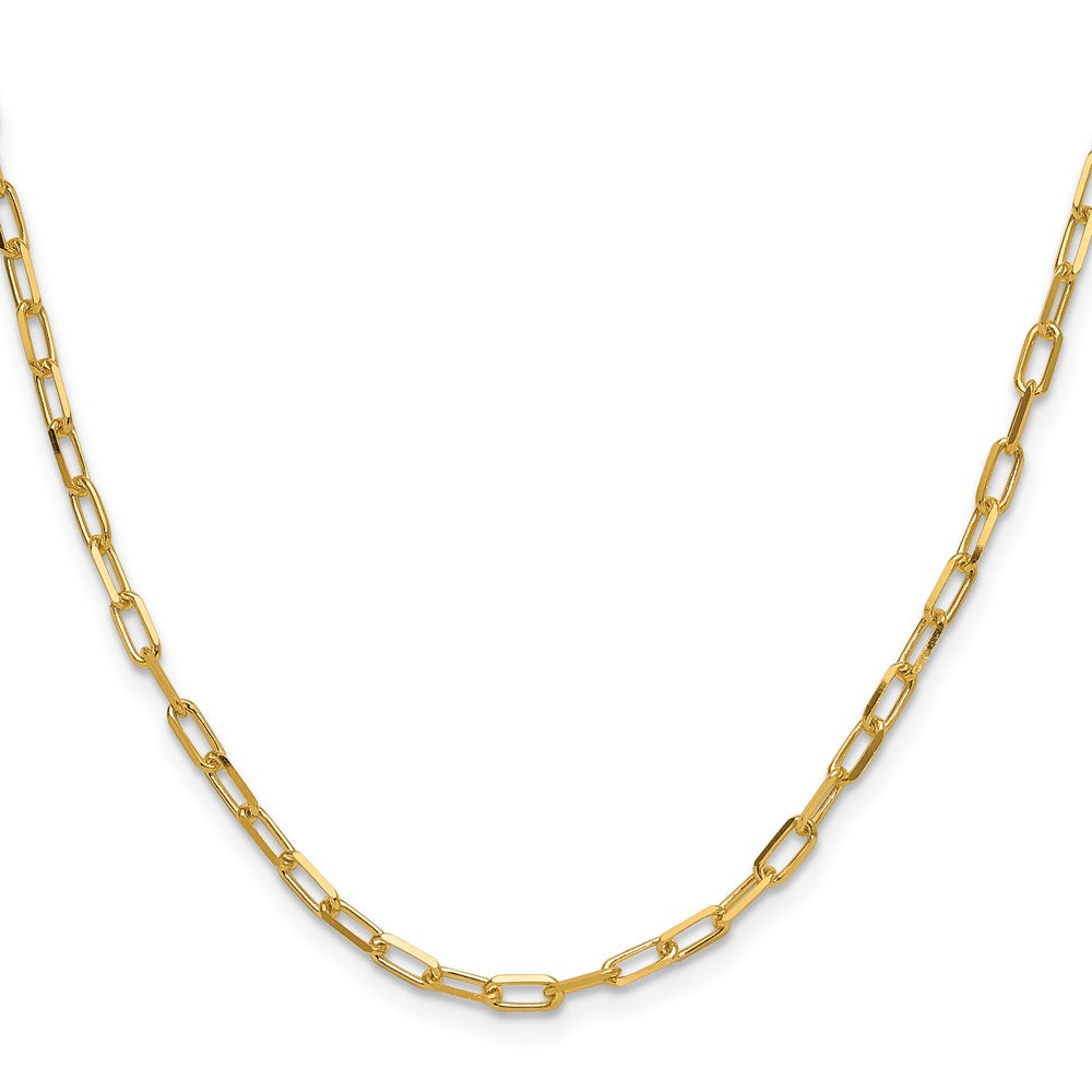 14K Gelbgold 3.0mm Massiv Abgeschrägt Diamantiert Büroklammer Halskette