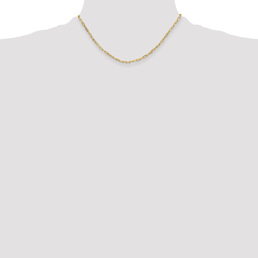 14K Gelbgold 3.0mm Massiv Abgeschrägt Diamantiert Büroklammer Halskette
