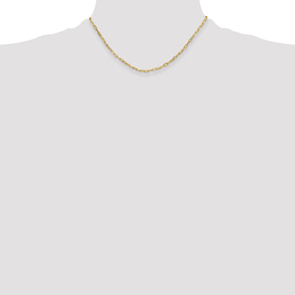 14K Gelbgold 3.0mm Massiv Abgeschrägt Diamantiert Büroklammer Halskette
