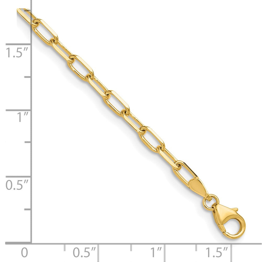 14K Gelbgold 3.0mm Massiv Abgeschrägt Diamantiert Büroklammer Gliederarmband