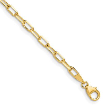 14K Gelbgold 3.0mm Massiv Abgeschrägt Diamantiert Büroklammer Gliederarmband