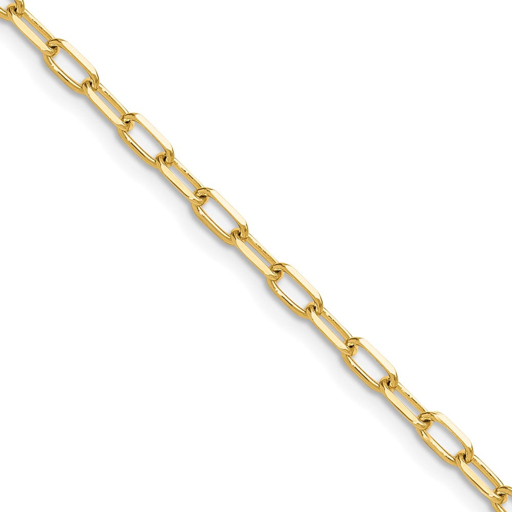 14K Gelbgold 3.0mm Massiv Abgeschrägt Diamantiert Büroklammer Halskette