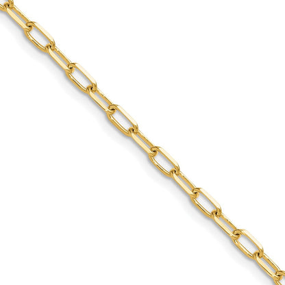 14K Gelbgold 3.0mm Massiv Abgeschrägt Diamantiert Büroklammer Halskette