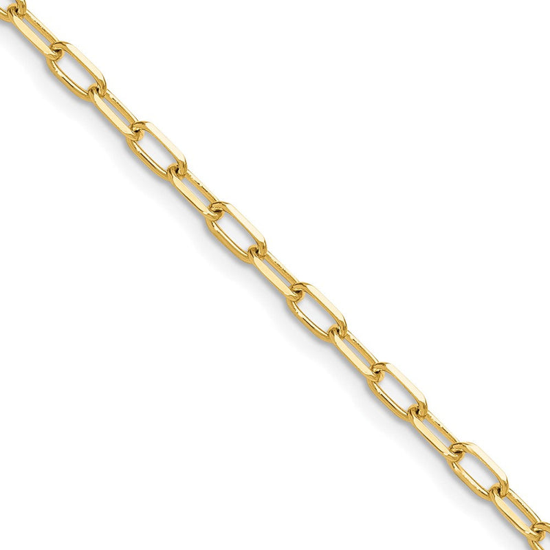 14K Gelbgold 3.0mm Massiv Abgeschrägt Diamantiert Büroklammer Halskette