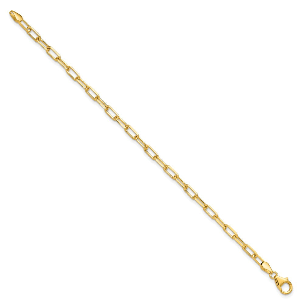 14K Gelbgold 3.5mm Massiv Abgeschrägt Diamantiert Büroklammer Halskette