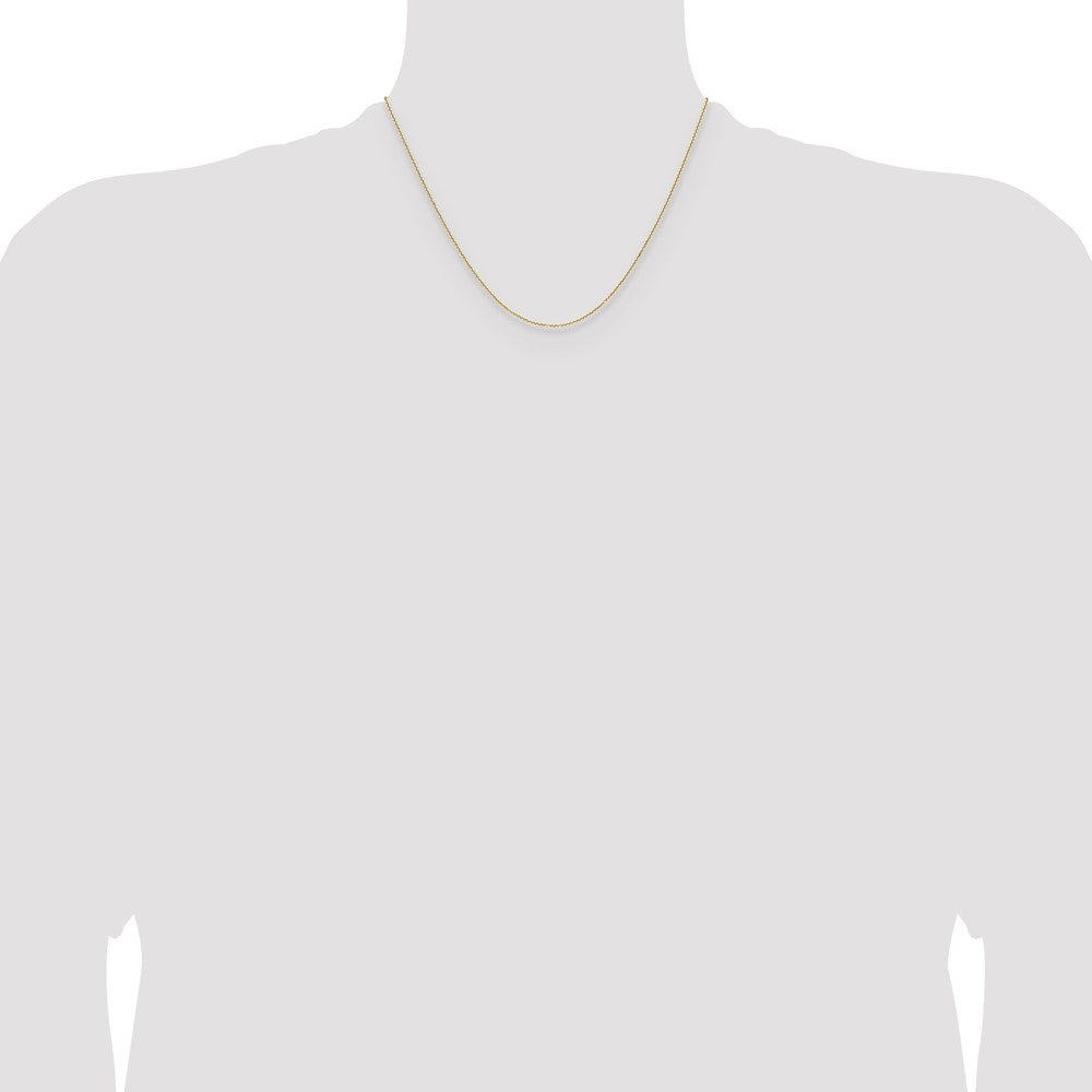 14K Gelbgold 1.1mm Diamantiert Rund Ankerkette Halskette