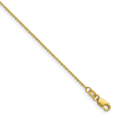 14K Gelbgold 1.1mm Diamantiert Rund Ankerkette Halskette