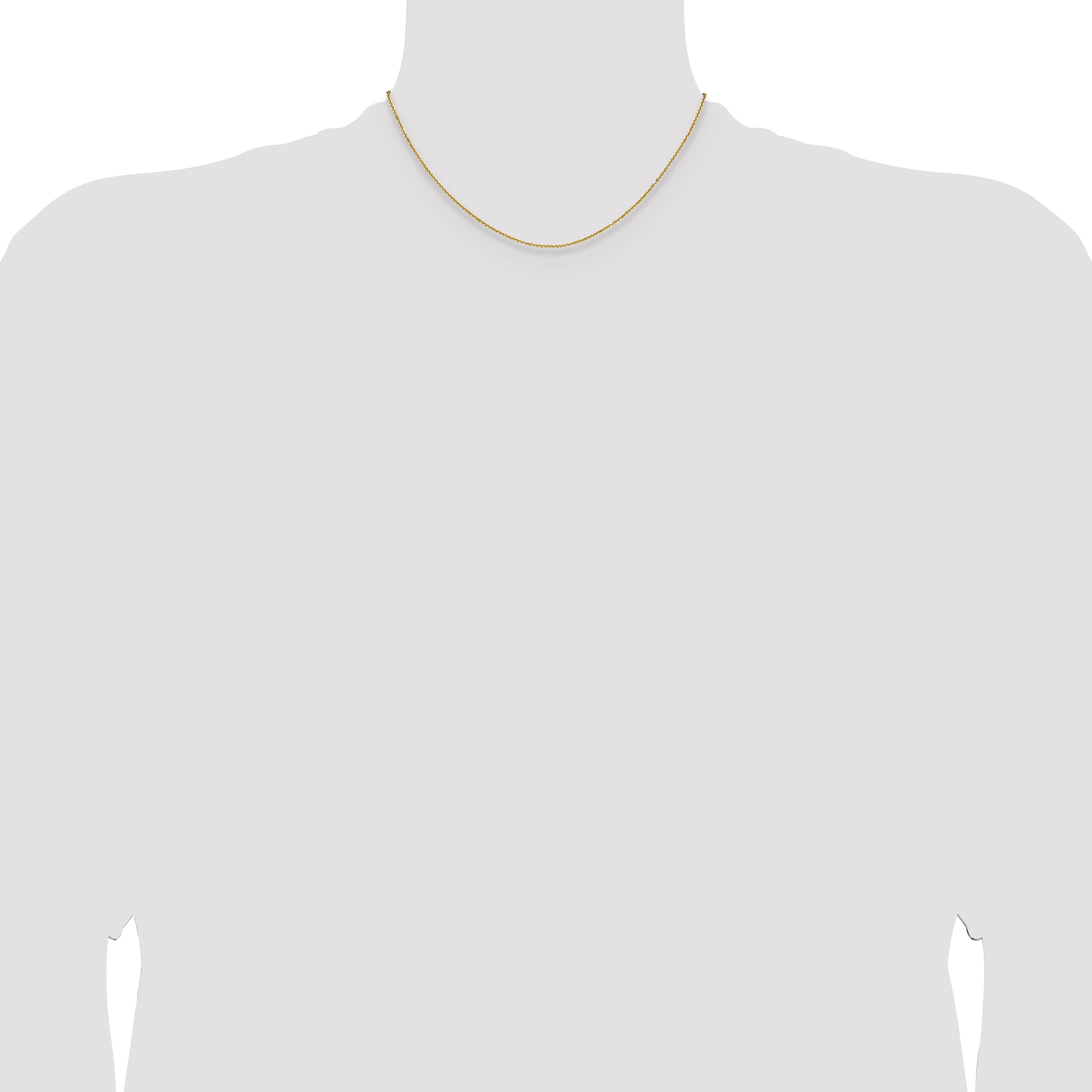 14K Gelbgold 1.25mm Diamantiert Rund Ankerkette Halskette