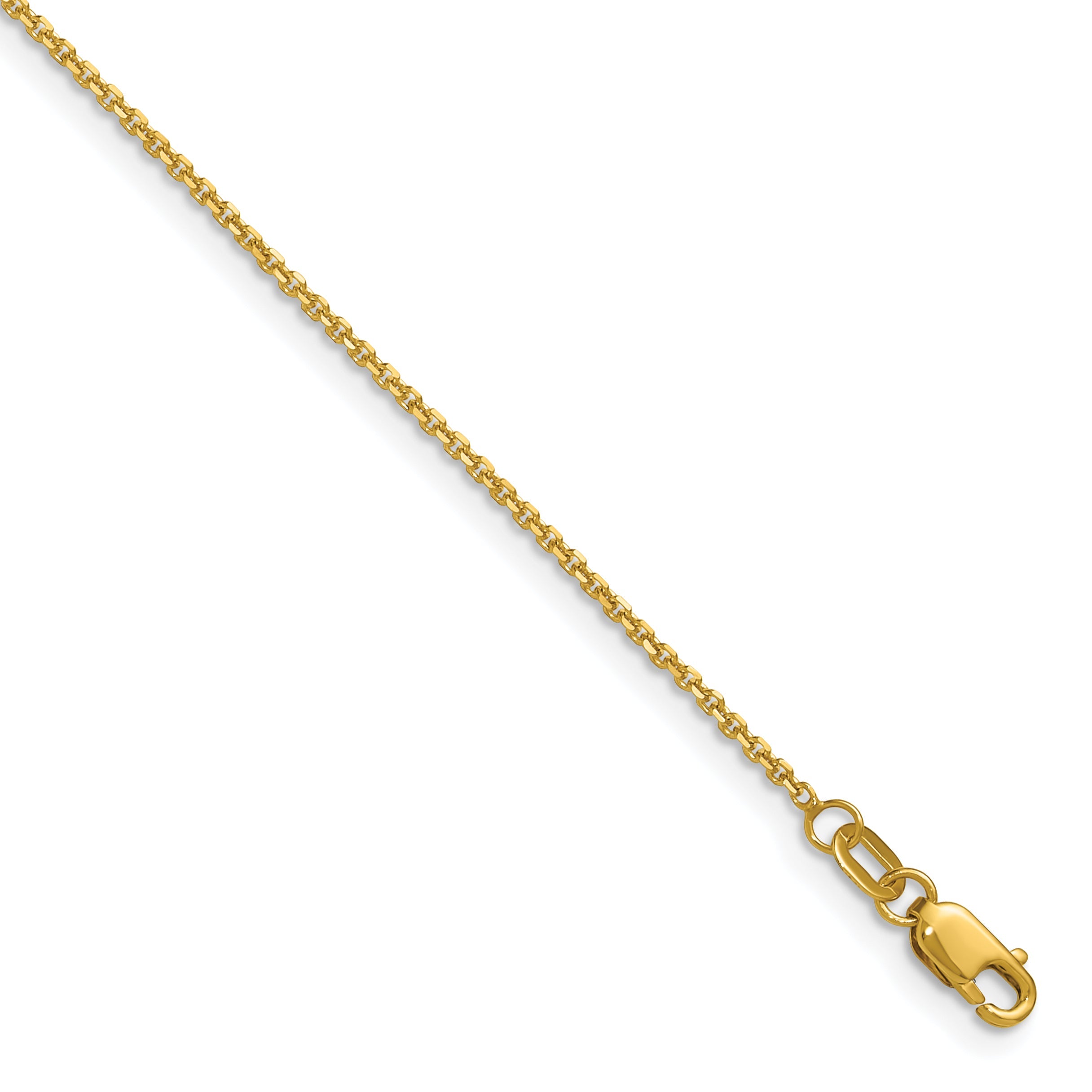 14K Gelbgold 1.25mm Diamantiert Rund Ankerkette Halskette