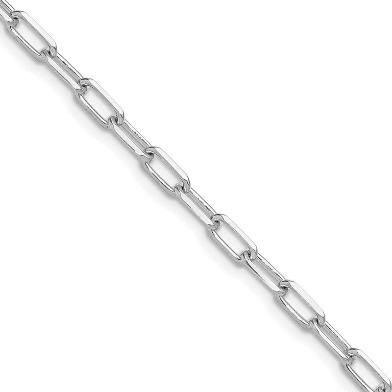 14K Weißgold Wg 3.5mm Massiv Abgeschrägt Diamantiert Büroklammer Halskette