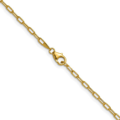 14K Gelbgold 2.2mm Halbmassiv Büroklammer Halskette
