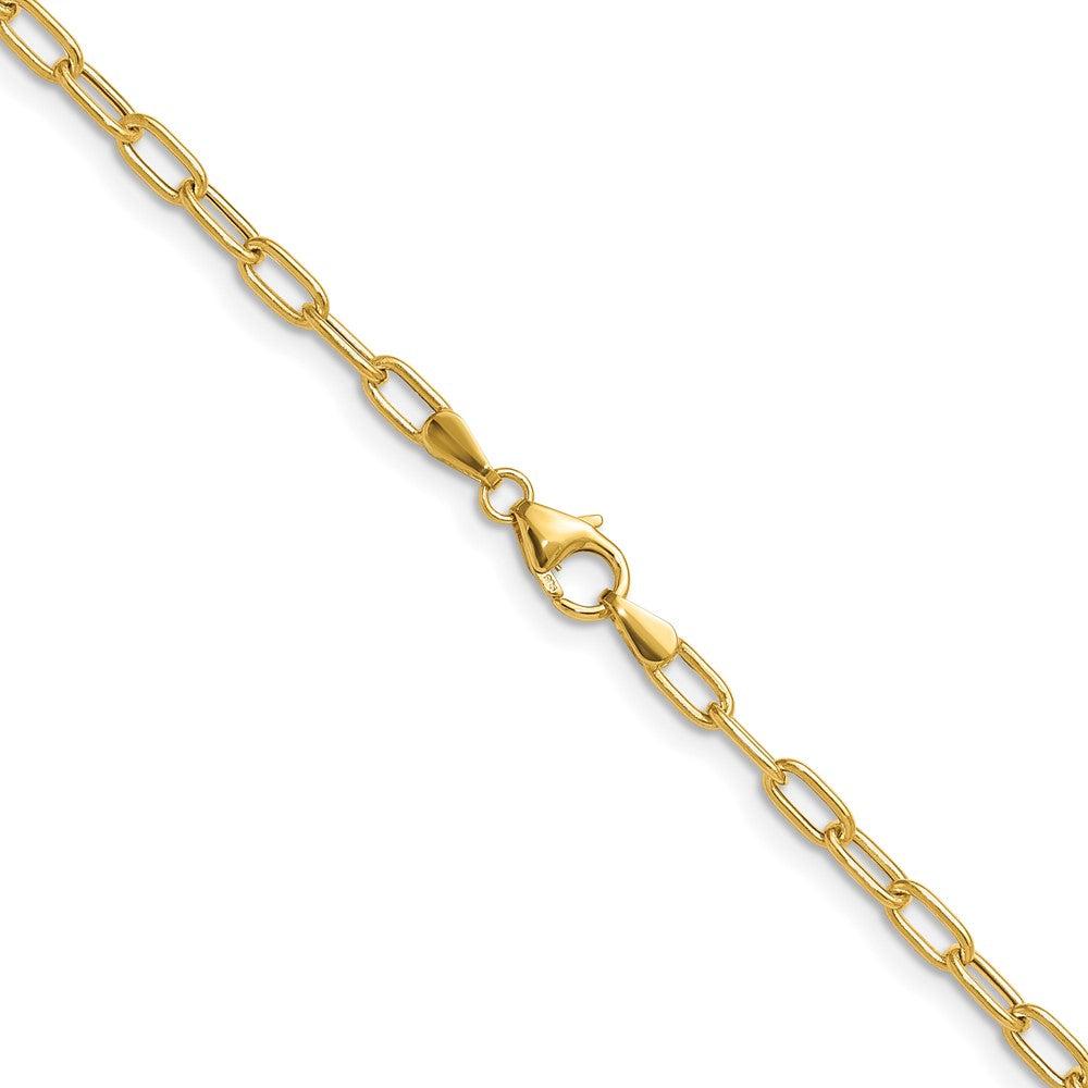 14K Gelbgold 3.0mm Halbmassiv Büroklammer Halskette
