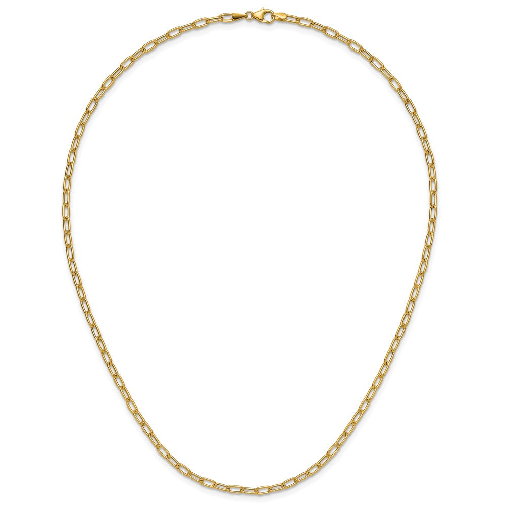 14K Gelbgold 3.0mm Halbmassiv Büroklammer Halskette
