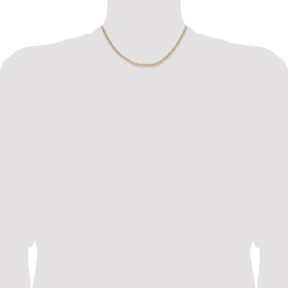 14K Gelbgold 3.0mm Halbmassiv Büroklammer Halskette