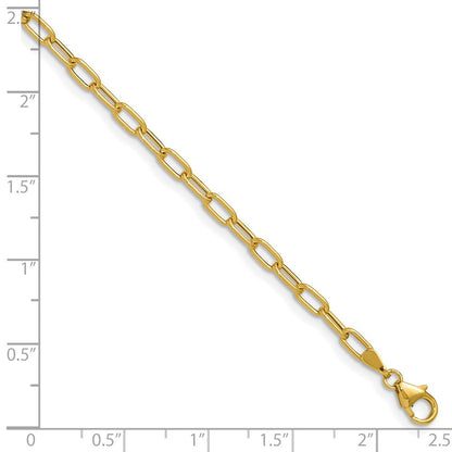 14K Gelbgold 3.0mm Halbmassiv Büroklammer Gliederarmband