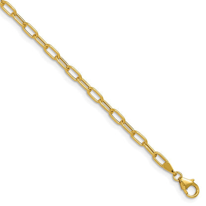 14K Gelbgold 3.0mm Halbmassiv Büroklammer Gliederarmband