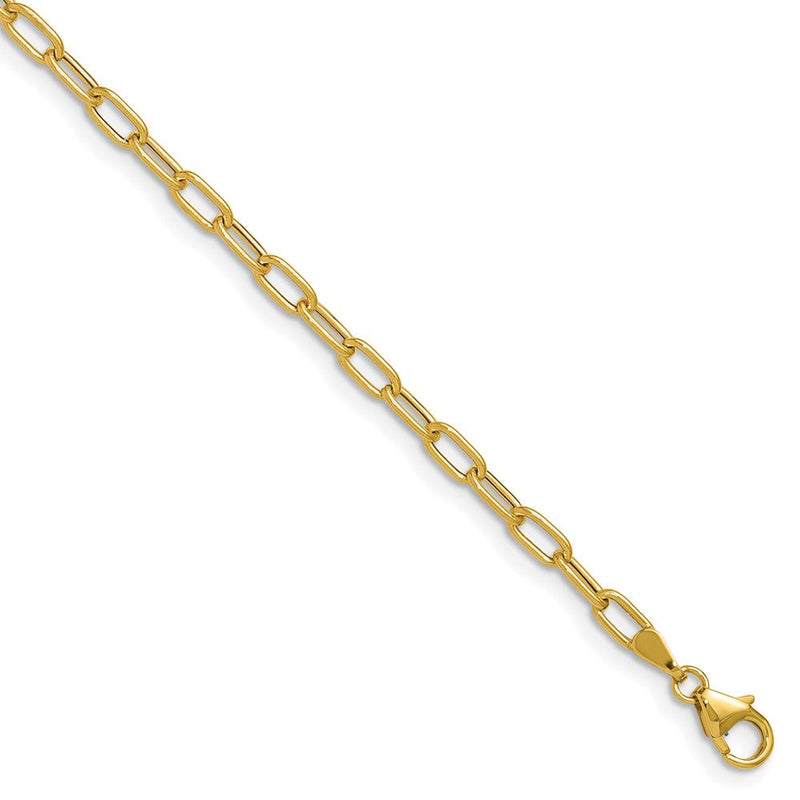 14K Gelbgold 3.0mm Halbmassiv Büroklammer Gliederarmband