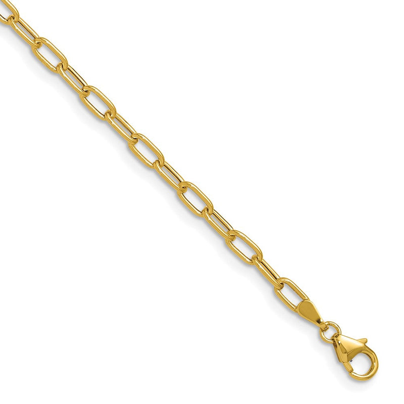 14K Gelbgold 3.0mm Halbmassiv Büroklammer Halskette