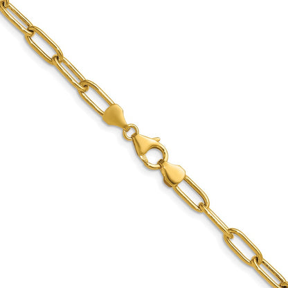 14K Gelbgold 4.5mm Halbmassiv Büroklammer Halskette