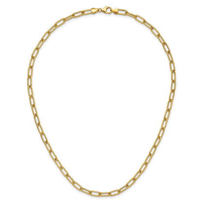 14K Gelbgold 4.5mm Halbmassiv Büroklammer Halskette