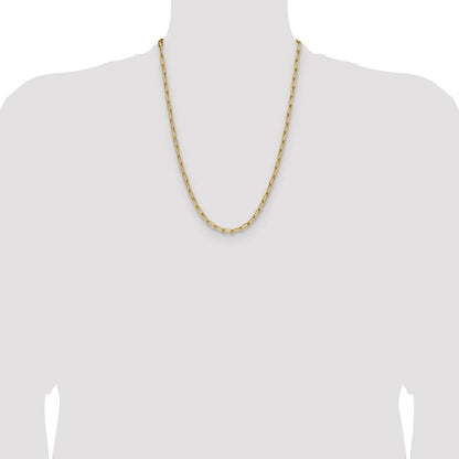 14K Gelbgold 4.5mm Halbmassiv Büroklammer Halskette