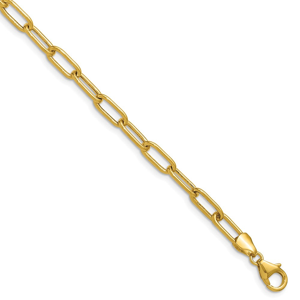 14K Gelbgold 4.5mm Halbmassiv Büroklammer Gliederarmband