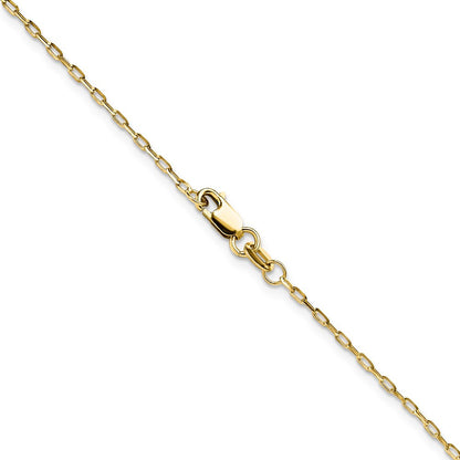 14K Gelbgold 1.4mm Diamantiert Offen Lang Glieder Ankerkette Halskette
